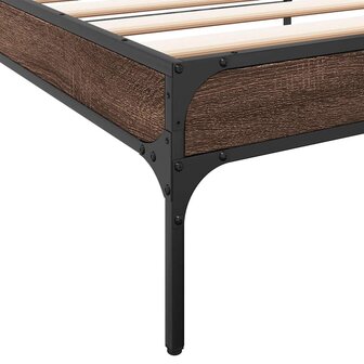 Bedframe bewerkt hout en metaal bruin eikenkleurig 75x190 cm 7