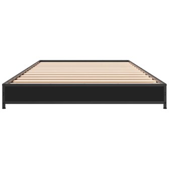 Bedframe bewerkt hout en metaal zwart 100x200 cm 4