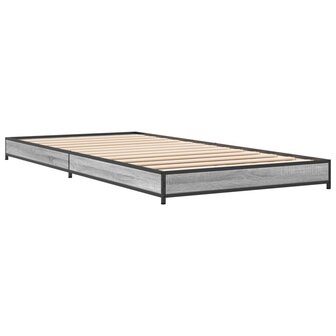 Bedframe bewerkt hout en metaal grijs sonoma eiken 100x200 cm 6