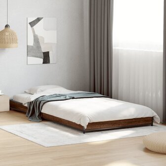 Bedframe bewerkt hout en metaal bruin eikenkleurig 100x200 cm 1