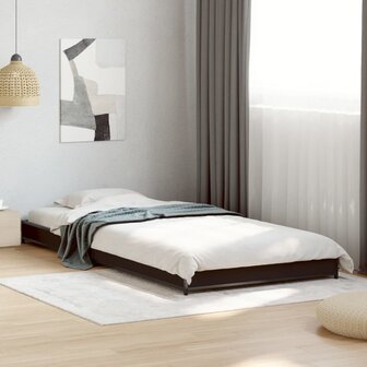 Bedframe bewerkt hout en metaal zwart 75x190 cm 1