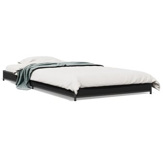 Bedframe bewerkt hout en metaal zwart 75x190 cm 2
