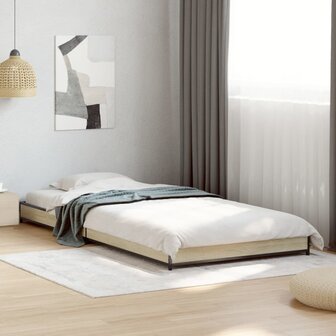 Bedframe bewerkt hout en metaal sonoma eikenkleurig 75x190 cm 1
