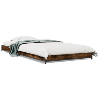 Bedframe bewerkt hout en metaal gerookt eikenkleurig 75x190 cm 2