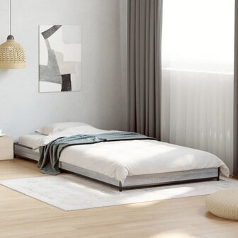 Bedframe bewerkt hout en metaal grijs sonoma eiken 75x190 cm 1