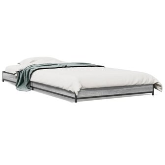 Bedframe bewerkt hout en metaal grijs sonoma eiken 75x190 cm 2
