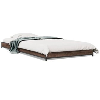 Bedframe bewerkt hout en metaal bruin eikenkleurig 75x190 cm 2