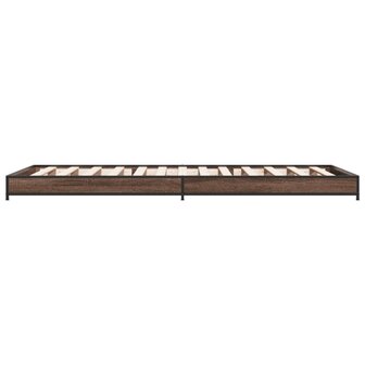 Bedframe bewerkt hout en metaal bruin eikenkleurig 75x190 cm 5