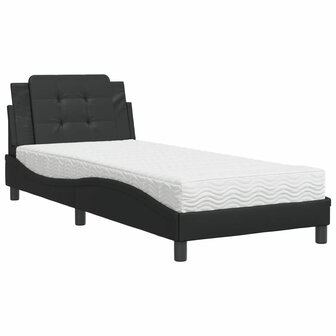 Bed met matras kunstleer zwart 80x200 cm 2