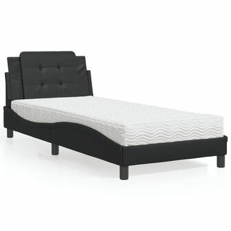 Bed met matras kunstleer zwart 100x200 cm 1