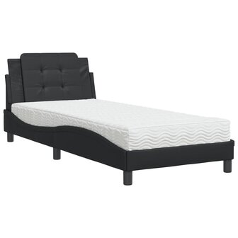 Bed met matras kunstleer zwart 100x200 cm 2