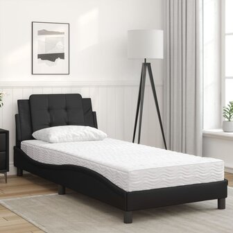 Bed met matras kunstleer zwart 100x200 cm 3