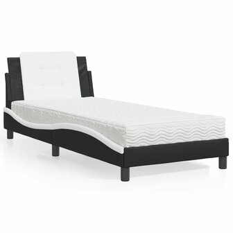Bed met matras kunstleer zwart en wit 100x200 cm 1