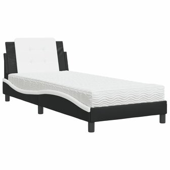 Bed met matras kunstleer zwart en wit 100x200 cm 2