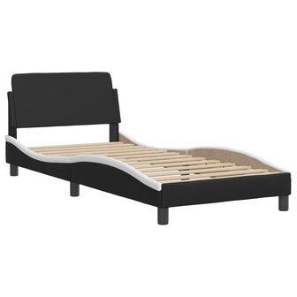 Bed met matras kunstleer zwart en wit 100x200 cm 4