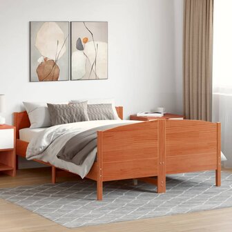 Bed met matras massief grenenhout wasbruin 140x190 cm 1