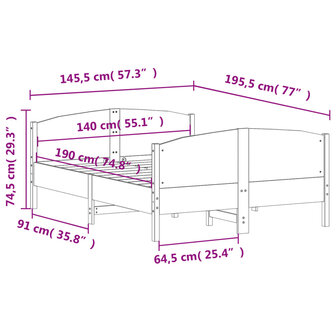 Bed met matras massief grenenhout wasbruin 140x190 cm 9