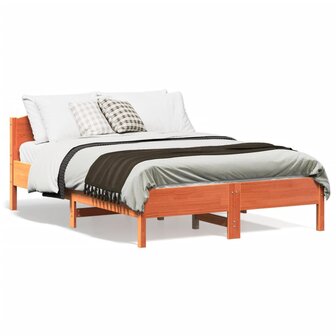 Bed met matras massief grenenhout wasbruin 140x190 cm 1