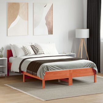 Bed met matras massief grenenhout wasbruin 140x190 cm 3