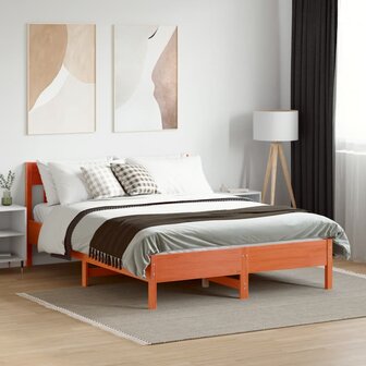 Bed met matras massief grenenhout wasbruin 140x190 cm 3