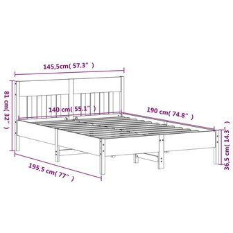 Bed met matras massief grenenhout wasbruin 140x190 cm 9