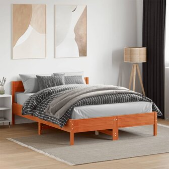 Bed met matras massief grenenhout wasbruin 140x190 cm 1