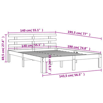 Bed met matras massief grenenhout wasbruin 140x190 cm 9