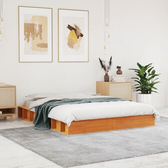 Bed met matras massief grenenhout wasbruin 140x190 cm 1
