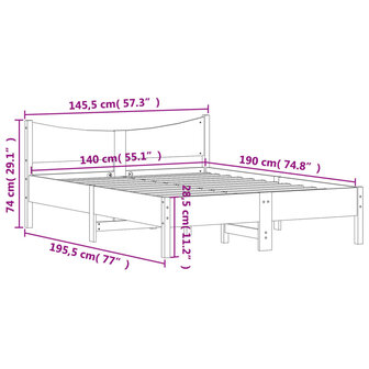 Bed met matras massief grenenhout wasbruin 140x190 cm 9