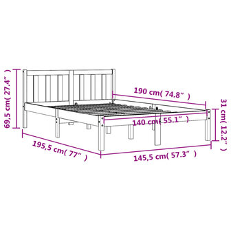 Bed met matras massief grenenhout wasbruin 140x190 cm 9