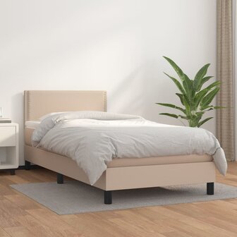 Boxspring met matras kunstleer cappuccinokleurig 80x200 cm 1