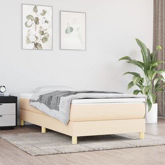 Boxspring met matras stof cr&egrave;mekleurig 90x200 cm 1
