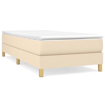 Boxspring met matras stof cr&egrave;mekleurig 90x200 cm 2
