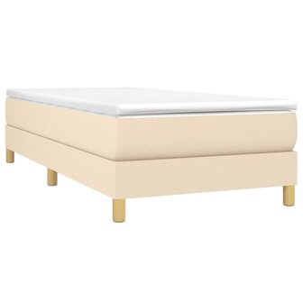Boxspring met matras stof cr&egrave;mekleurig 90x200 cm 3