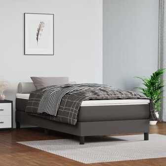 Boxspring met matras kunstleer grijs 80x200 cm 1