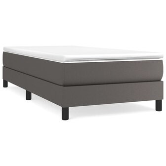 Boxspring met matras kunstleer grijs 80x200 cm 2