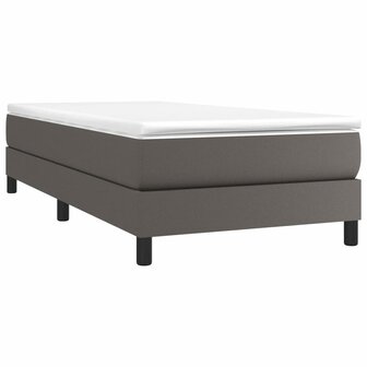 Boxspring met matras kunstleer grijs 80x200 cm 3