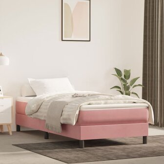 Boxspring met matras fluweel roze 80x200 cm 1