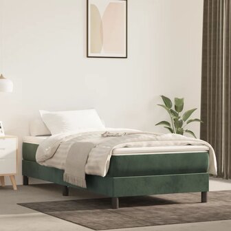 Boxspring met matras fluweel donkergroen 90x190 cm 1