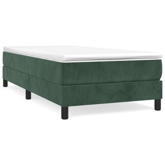 Boxspring met matras fluweel donkergroen 90x190 cm 2