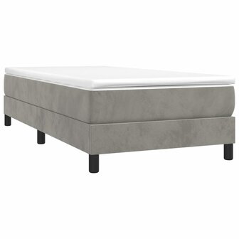 Boxspring met matras fluweel lichtgrijs 90x200 cm 3