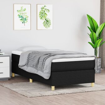 Boxspring met matras stof zwart 90x200 cm 1