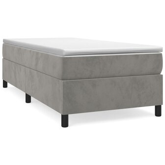 Boxspring met matras fluweel lichtgrijs 90x190 cm 2