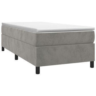 Boxspring met matras fluweel lichtgrijs 90x190 cm 3