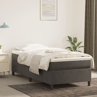 Boxspring met matras fluweel donkergrijs 90x190 cm 1