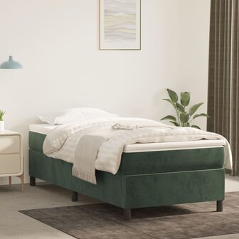 Boxspring met matras fluweel donkergroen 90x190 cm 1