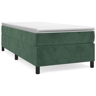 Boxspring met matras fluweel donkergroen 90x190 cm 2