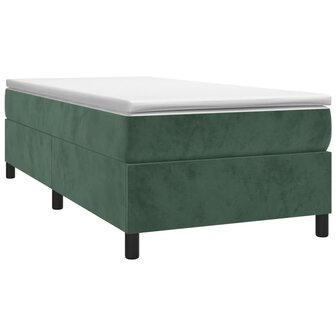 Boxspring met matras fluweel donkergroen 90x190 cm 3