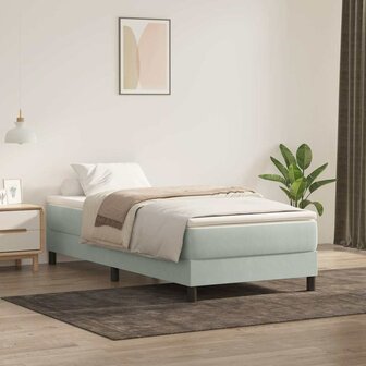 Boxspring met matras fluweel lichtgrijs 80x220 cm 1