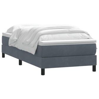 Boxspring met matras fluweel donkergrijs 80x220 cm 3